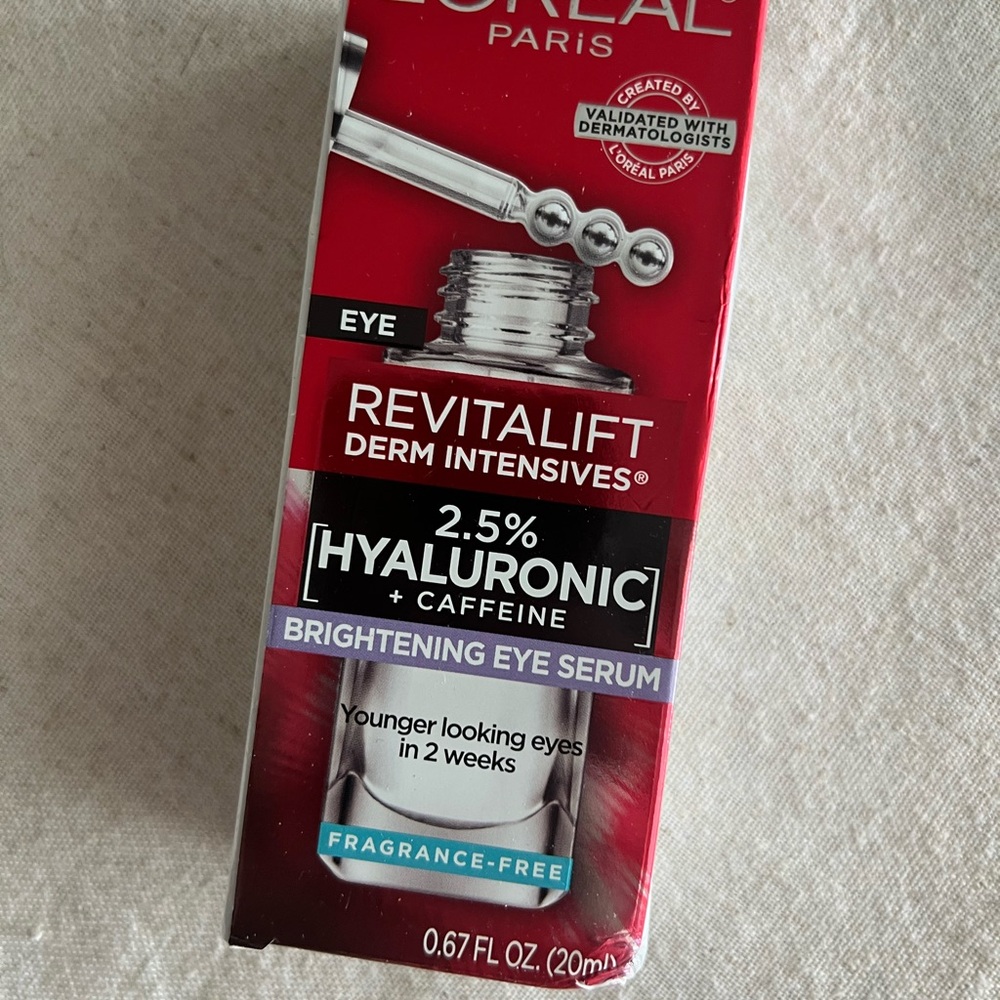 Loreal Revitalift Derm Intensives 2.5% Hyaluronic Acid Caffeine Eye Serum 0.67oz
